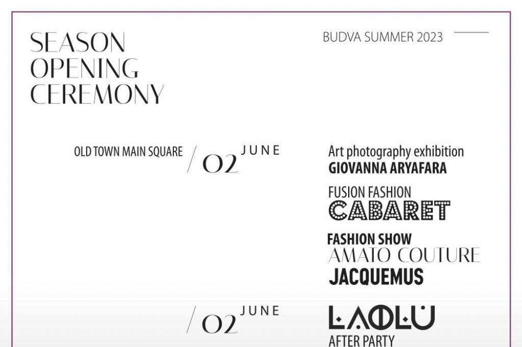 Ceremonija otvaranja sezone 2. i 3. juna u Budvi Ceremonija otvaranja sezone 2. i 3. juna u Budvi