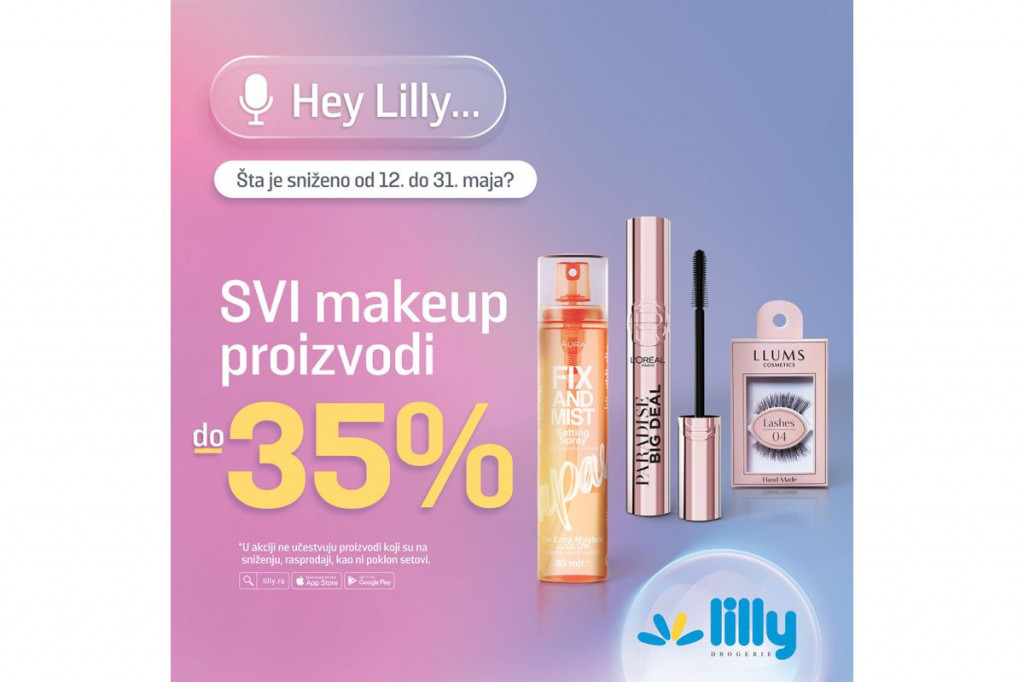 Sjajne vesti za ljubitelje šminke: Do 35% popusta na sve make up proizvode u Lilly drogerijama Sjajne vesti za ljubitelje šminke: Do 35% popusta na sve make up proizvode u Lilly drogerijama