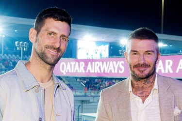 Susret dva šampiona: Novak i Bekam u Kataru zajedno na spektaklu Formule 1 FOTO